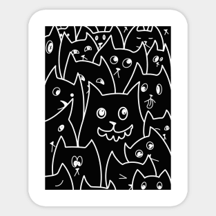 Qute Cartoon Cat Doodle / Cats Line Art Sticker